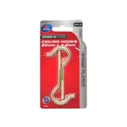 Zenith 85 x 4.8mm Brass Plated Ceiling Hook - 2 Pack