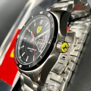 FERRARI手錶, 男錶 46mm 黑圓形精鋼錶殼 黑色中三針顯示, 運動錶面款 FE00071