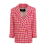 Balmain Kids Double-Breasted Gingham-Check Blazer 14Y,12Y Pink