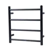AQUAPERLA 4-Bar Heated Towel Rail - Round Bars - Matte Black (W500mm x H520mm)