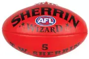 GENUINE || Sherrin Wizard Leather Red Football