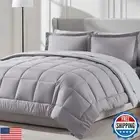 Nestl Full Size Comforter Set - 7 Piece Reversible Bedding Set in Grey Lavend
