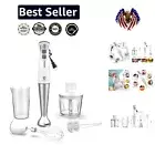 5-in-1 8-Speed Immersion Blender with Food Grinder and Milk Frother - White