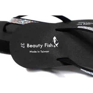 美人魚 Beauty Fish 夾腳拖鞋 人字拖 黑色 水鑽 厚底 女鞋 2306 no085