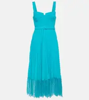 [Self-Portrait] Self-Portrait Lace-trimmed chiffon midi dress AU 4 blue