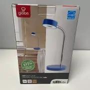 Globe Electric 12645 Energy Star Integrated LED Desk Lamp, Retro Blue, Chrome