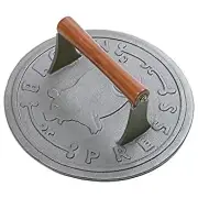 8.75-Inch Cast Iron Bacon Press with Wood Handle, Round