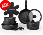 13-Piece Nonstick Cookware Set, Detachable Handle, Oven Safe, RV Cookware, Black