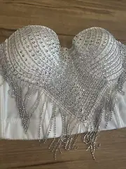 Windsor I'm The Catch Sequin Rhinestone Fringe Bustier
