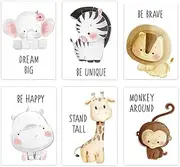 6 Pack Animal Painting,Nursery Wall Decor,Wall Hanging Painting,Unframed Cartoon Wall Murals,Art Print Wall Decoration,for Kids Living Room,Bedro