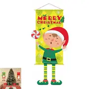 Christmas Hanging Banner Decorations Santa Claus Snowman Elk Porch Sign Door Banner Decorations for Home-Style 3