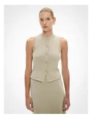 [Witchery] Crew Knit Vest in Moss Grey