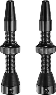 uxcell 2pcs Tubeless Valve Stems 40mm Aluminum Alloy Tubeless Valve Super Light No Leak Durable with 4 Hole and Caps Fit Most Bicycle Tubeless Rims, Black