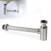 Brushed Nickel Round Bottle P-Trap 1 1/4 Adjustable Bathroom Basin Sink Waste...