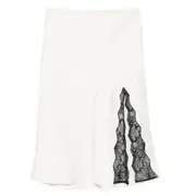 [Calvin Klein] Calvin Klein Lace-insert Slit Skirt XS NEUTRALS/BLACK
