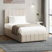 Oikiture King Single Bed Frame with Gas Lift and Storage Place Fabric Bed Base King Single Size