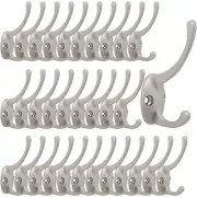 32 Pack Wall Mounted Double Hooks for Hanging Coats Scarf Bags Towels Keys