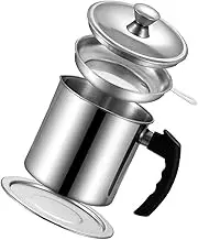 Ciieeo Stainless Steel Oil Storage Pot with Fine Mesh Strainer Versatile Oil Strainer Container for Kitchen Grease Filtering Can Safe and Easy to Clean
