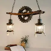 Retro Industrial Vintage Hanging Lamp Gear Metal E27 Height Adjustable Bedroom Living Room Lighting Chandelier Decorative Light Comfortable Anniversary