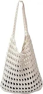 [Stizimn] Crochet Tote Bag Beach Mesh Knitted Bag Aesthetic Shoulder Bag Handbags Hollow Hobo Bag for Women Summer