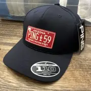 PING 59 Arizona License Plate Patch Flexfit 110 Snapback Golf Hat Navy Blue NEW