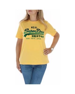 Superdry Classic Logo Tee Short Sleeve Women Yellow Shirts