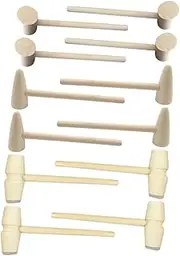 ERINGOGO 15Pcs Mini Mallets Wooden Hammer Natural Safe for Design Boys and Lightweight and Easy to Use
