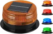 Solar LED Beacon Light Emergency Warning Strobe Light with Magnetic Base, Wireless Waterproof Recovery Beacon Light for Cars Truck Tractors Bus Forklift SUV Construction Vehicle(Amber)