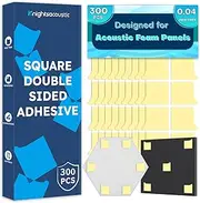 300 PCS Double-Sided Adhesive Tape for Acoustic Soundproofing Foam Panels, Heavy Duty Wall Panel Square Adhesive Pads, Pad Mounting Adhesive Double-Sided Tape Wall Sticky for Hanging