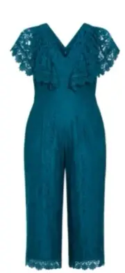 City Chic Small Lace Jumpsuit Green Syvlia Plus Size 16