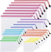 UMETDO 24pcs Mesh Zipper Pouch Bags - 8 Sizes Plastic Pouches for Organization, Waterproof Clear Travel Bags, File Bag for Office Supplies