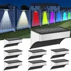 Solar Fence Lights Outdoor 8 Pack, LED Step Lights with 9 Lighting Options, S...