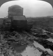 Whippet tank on a muddy battlefield Morcourt France WWI 1918 Nickn- Old Photo
