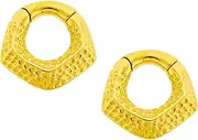 [Pierced Owl] 6GA 316L Stainless Steel Hammered V-Shaped Hinged Clicker Rings for Stretched Piercings, Sold as a Pair