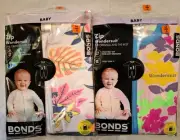 NEW 2 x Bonds Zip Wondersuit 3-6months Size 00 Long Sleeve Baby Girl All In One