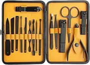 Ethnic Choice Manicure Set Nail Clippers, Stainless Steel Nail Scissors Grooming Kit with Peeling Knife,Blackhead Tool Leather Travel Case Perfect Gifts for Women and Men(Yellow)