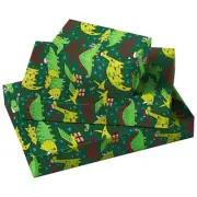 Christmas Wrapping Paper Roll - Mini Roll - Christmas Dinosaur Green Pattern
