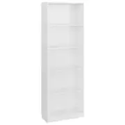 vidaXL 5-Tier Book Cabinet High Gloss White Engineered Wood Storage Rack Stand