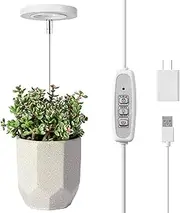 LORDEM Grow Light, Full Spectrum LED Plant Light for Indoor Plants, Height Adjustable Growing Lamp with Auto On/Off Timer 4/8/12H, 4 Dimmable Brightness, Ideal for Small Plants