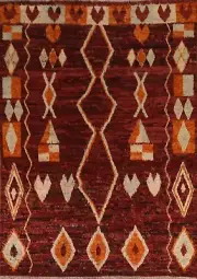 Geometric Moroccan Berber Oriental Area Rug Hand-knotted Plush Wool Carpet 8x10