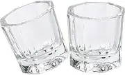 fiezkaa 2Pcs Clear Nail Dappen Dish Glass Cup for Acetone and Nail Liquid, Small Dampen Dish for Acrylic Nails, Monomer, Powder, Polish Remover - Dapping Dish for Nail Tech, Art