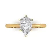 14K Yellow Gold Solitaire Promise Ring, 1.5 ct Pear Cut Simulated Diamond