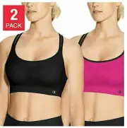 Champion Women's Criss Cross sports Bras OPEN BOX 2 pack BLACK & PINK S