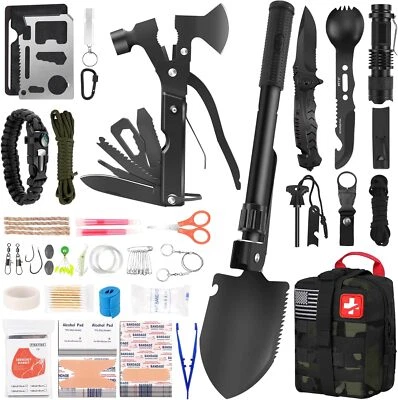 146Pcs Survival First Aid Kit, Car Emergency Trauma Kit with Military Grade