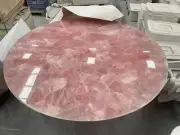 Rose Quartz Stone Round Shape Coffee Table Crystal Stone Dine Table Hallway Deco