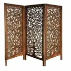 Indian Antique Furniture Handcraft Wooden Partition Screen Room Divider 3 Panels