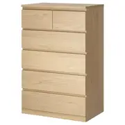 MALM chest of 6 drawers, white stained oak veneer, 80x123 cm