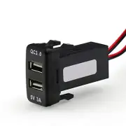 QC3.0+5V 3A Dual USB Power Socket, Quick Charge Car Charger USB Adapter for