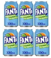 FANTA PINEAPPLE & GRAPEFRUIT 6 CANs - 330 ML - FRUIT SODA COCA COLA COMPANY