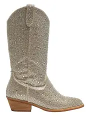 [Ravella] Parton Western Boots in Soft Gold Rhinestone